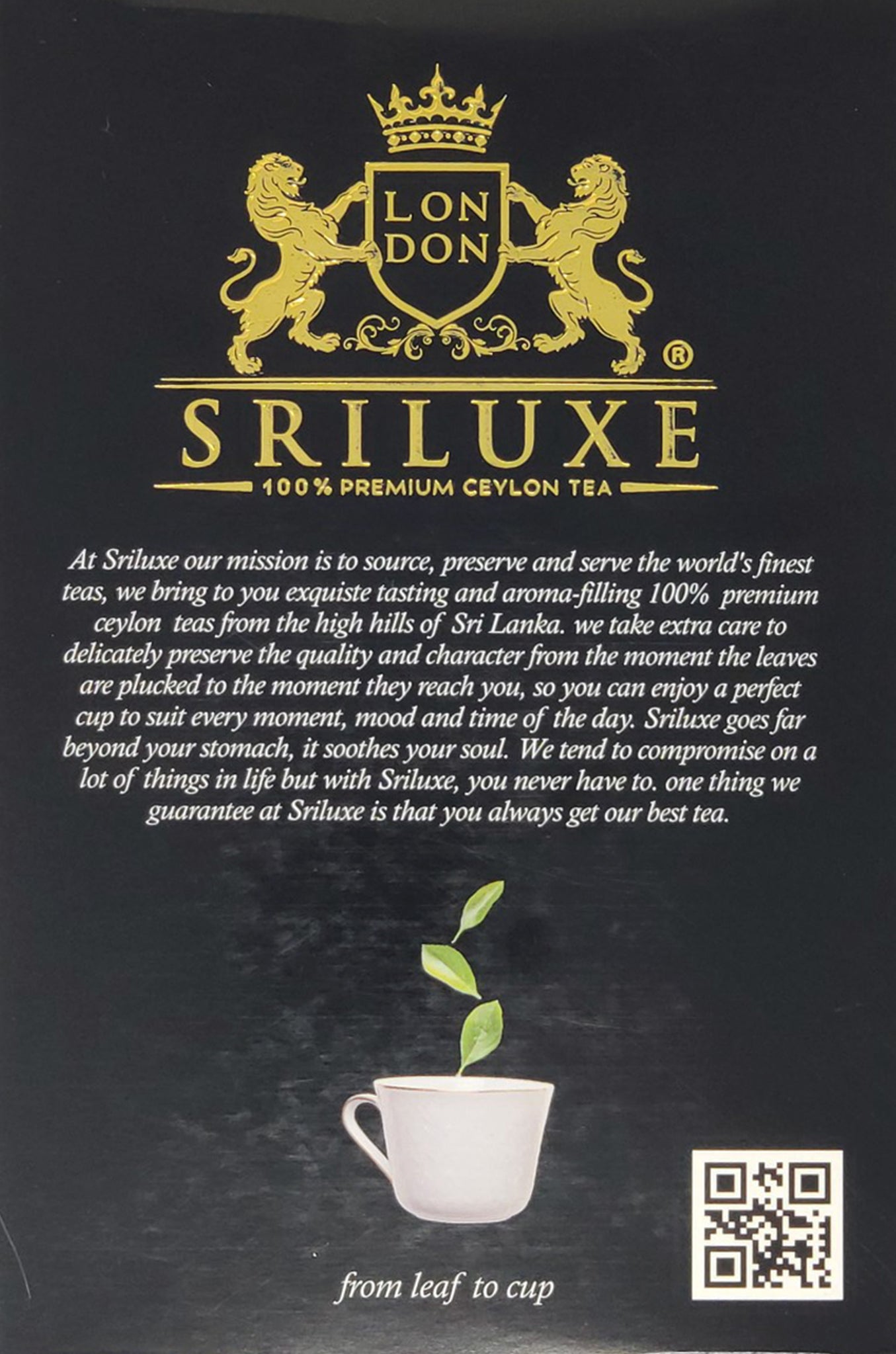 SRILUXE - Premium Quality Ceylon Earl Grey Tea Loose Leaves Tea Exquisite Taste and Aroma | Powerful Anti-OXIDANTS | Brew as Hot, Iced or Kombucha Tea